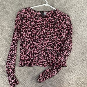 H&M cropped mesh floral top